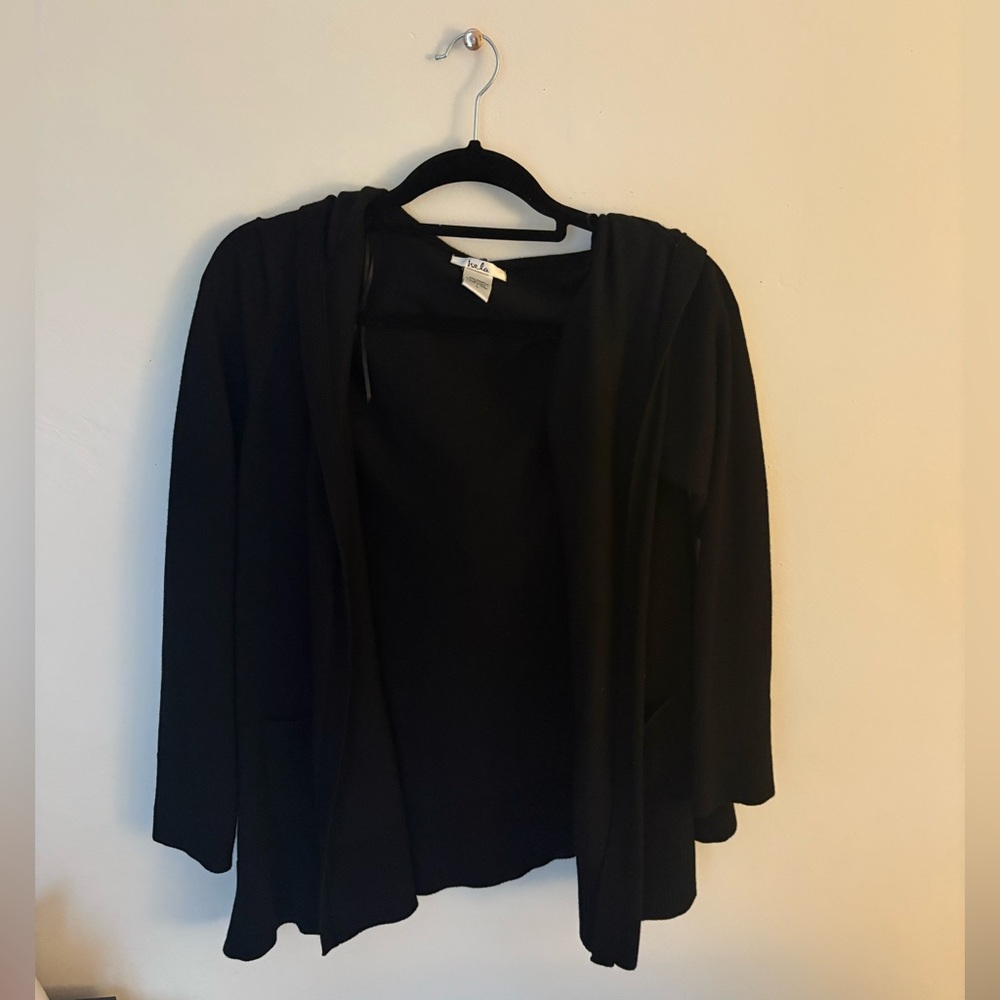 Isela Black Hooded Open Cardigan